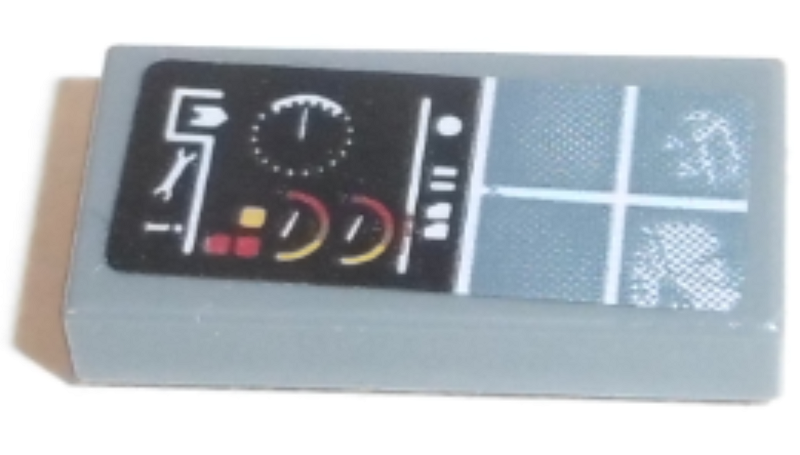 Lego Tile 1 x 2 with Control Panel with Gauges and White Cross Pattern (Sticker) - Set 42100
