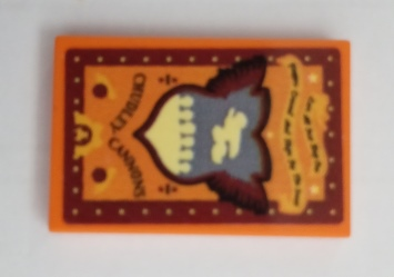 Lego Tile 2 x 3 with Poster 'CHUDLEY CANNONS' Pattern (Sticker) - Set 75980 / Orange