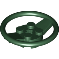 Lego Steering Wheel with 4 Studs on Center / Dark Green