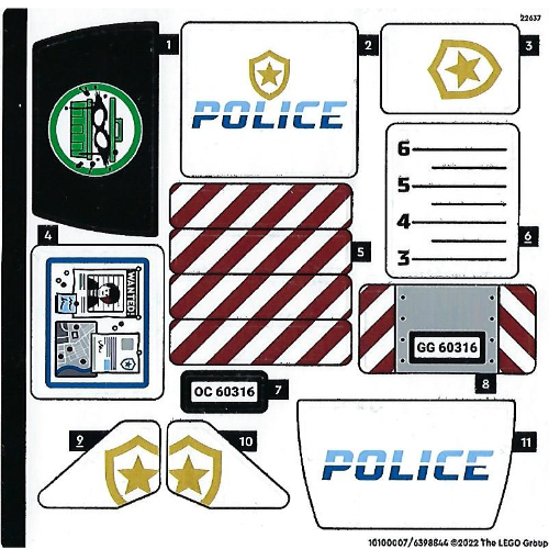 Lego Sticker Sheet for Set 60316-1 / [No Color/Any Color]