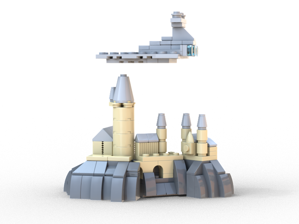 Lego Imperial star destroyer over Hogwarts (Jedha scene)