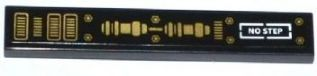 Lego Tile 1 x 6 with 'NO STEP', Bolts and Grilles Pattern Model Right Side (Sticker) - Set 70502 / Black