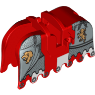 Lego Animal / Creature Accessory, Horse Barding with Gold Lions and Silver Plate Armor Print / Red