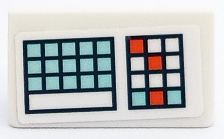 Lego Slope 30 1 x 2 x 2/3 with Dark Blue Control Panel with Light Aqua and Red Keypad Buttons Pattern (Sticker) - Set 41394 / White