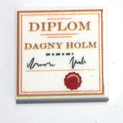 Lego Tile 2 x 2 with 'Diplom Dagny Holm' Print