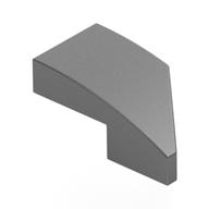 Lego Brick Wedged, Curved 2 x 1 with Stud Notch Left / Flat Silver