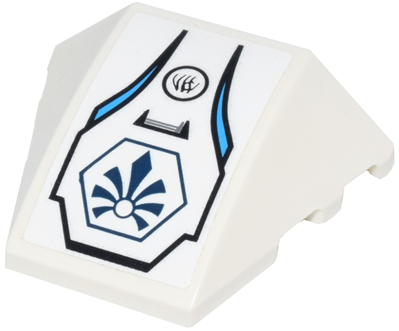 Lego Wedge 4 x 3 Triple Curved No Studs with Dark Blue Chima Logo in Hexagon and Dark Azure Curved Lines Pattern (Sticker) - Set 70007