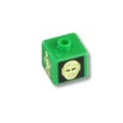 Lego Pen Bead, Square with Turaga Matau, Mahiki Print / Green