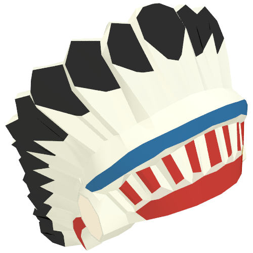 Lego Headdress American Indian with Colored Feathers Print / White