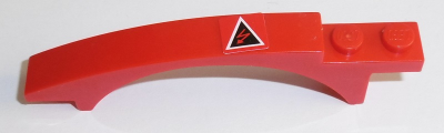 Lego Slope, Curved 8 x 1 x 1 2/3 with Arch and 2 Recessed Studs with Electricity Danger Sign Pattern (Sticker) - Set 8143