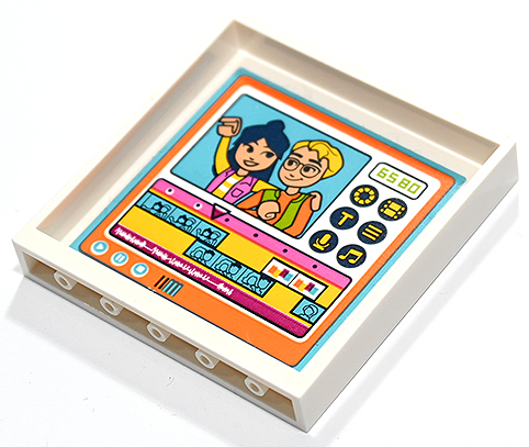 Lego Panel 1 x 6 x 5 with Medium Azure Movie Editing Software Screen with Actors, '6580', Icons and Timeline Pattern (Sticker) - Set 41731 / White