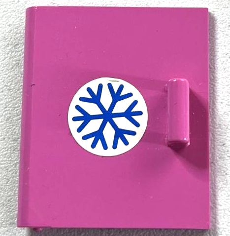 Lego Container, Cupboard 4 x 4 x 4 Door with Blue Snowflake on White Background Pattern (Sticker) - Set 5847