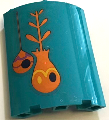 Lego Cylinder Quarter 4 x 4 x 6 with Orange, Yellow and Medium Lavender Hanging Troll Pods Pattern Model Left Side (Sticker) - Set 41255
