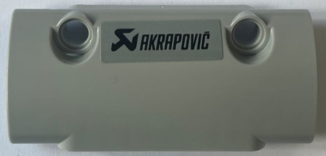 Lego Technic, Panel Curved 7 x 3 with 2 Pin Holes through Panel Surface with Black 'AKRAPOVIČ' {AKRAPOVIC} Logo Pattern Model Right Side (Sticker) - Set 42130