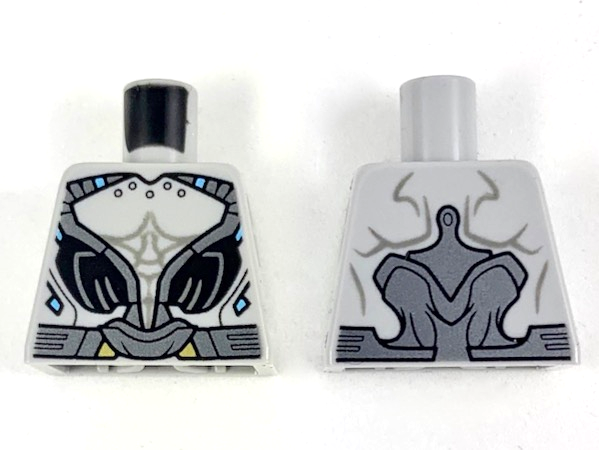 Lego Torso Alien with Silver and Black Armor, Dark Bluish Gray Muscles Outline Pattern / Light Bluish Gray