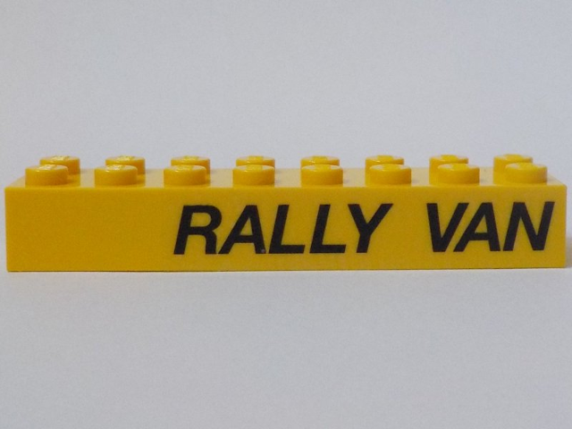 Lego Brick 2 x 8 with 'RALLY VAN' Pattern Model Left Side (Sticker) - Set 5550