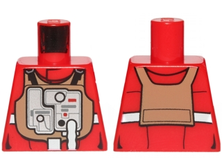 Lego Torso SW Rebel B-wing Pilot with Medium Nougat Vest and Silver Front Panel Pattern / Red