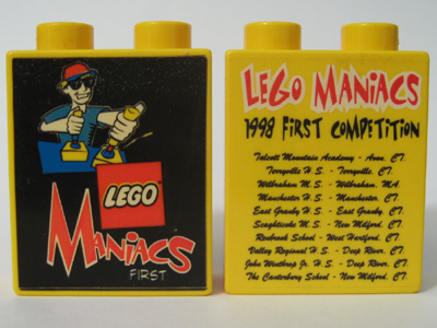 Lego Duplo, Brick 1 x 2 x 2 with LEGO Maniacs 1998 First Competition Pattern
