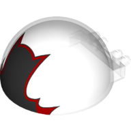 Lego Windscreen 6 x 6 x 3 Canopy Half Sphere with Dual 2 Fingers with Batman Silhouette with Red Outline Print / Trans-Clear