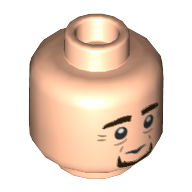 Lego Minifig Head Pius Thicknesse, Thick Eyebrows, Black Goatee, Neutral / Smile Print / Light Nougat
