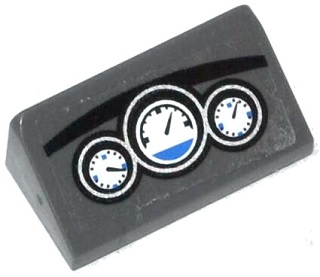 Lego Slope 30 1 x 2 x 2/3 with 3 White and Blue Gauges on Dashboard Pattern (Sticker) - Set 60047