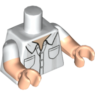 Lego Torso, Dual Molded Arms, Shirt, Two Pockets Print, White Sleeves Pattern, Light Nougat Arms and Hands