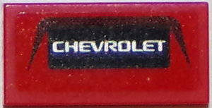 Lego Tile 1 x 2 with 'CHEVROLET' Pattern (Sticker) - Set 75874 / Red