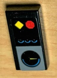 Lego Tile 1 x 2 with Gauges and Red and Yellow Buttons Pattern (Sticker) - Set 42078 / Black
