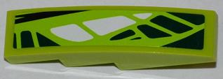Lego Slope, Curved 4 x 1 with 9 Green Scales and 3 White Scales Pattern Model Right (Sticker) - Set 9447 / Lime