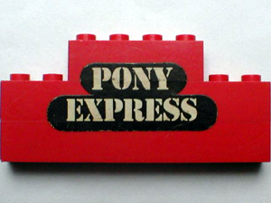Lego Stickered Assembly 8 x 1 x 3 with 'PONY EXPRESS' Pattern (Sticker) - Set 365