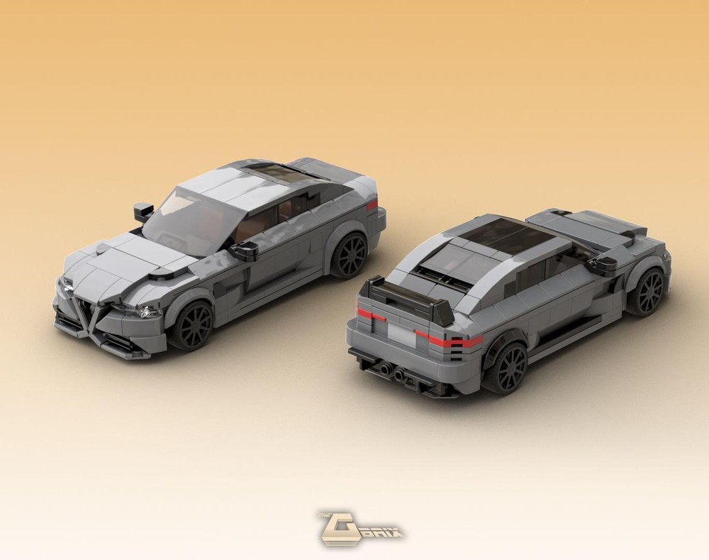 Lego Alfa Romeo Giulia Quadrifoglio and GTAm - Dark Bluish Grey