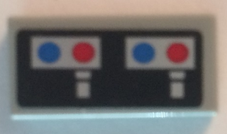 Lego Tile 1 x 2 with Silver Controls and Blue and Red Dots Pattern (Sticker) - Set 10179