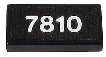 Lego Tile 1 x 2 with White '7810' on Black Background Pattern (Sticker) - Set 40370 / Black