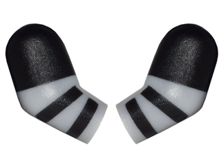 Lego Arm, (Matching Left and Right) Pair with Black Short Sleeves and Stripes Pattern / Light Bluish Gray