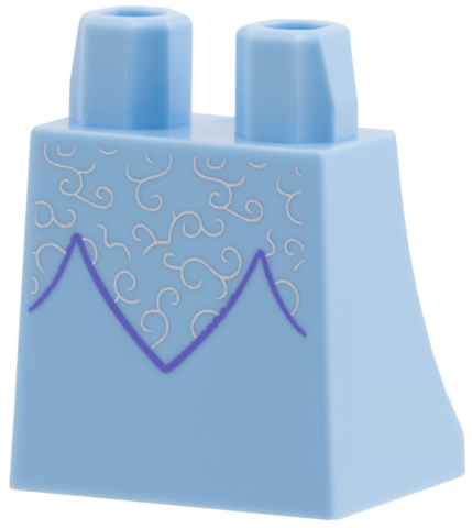 Lego Lower Body, Skirt with Blue Violet Chevron, Silver Filigree Pattern