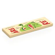 Lego Tile 2 x 6 with Wooden Sign, 'BEWARE OGRE', Shrek Face, Right Half Print