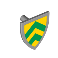Lego Shield Triangular with Yellow and Green Stripes Print / Light Bluish Gray