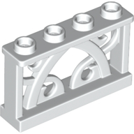 Lego Fence Ornamented 1 x 4 x 2 with 4 Studs / White