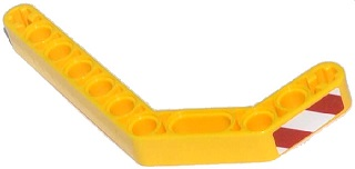 Lego Technic, Liftarm, Modified Bent Thick 1 x 11.5 Double with Red and White Danger Stripes Thick Pattern Model Left Side (Sticker) - Set 42023