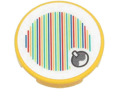 Lego Tile, Round 2 x 2 with Bottom Stud Holder with Super Mario Scanner Code Fruit Pattern (Sticker) - Sets 71407 / 71418