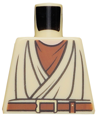 Lego Torso SW Old Obi-Wan Light Nougat Neck, Brown Belt Pattern / Tan