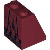 Lego Brick Sloped 65° 2 x 2 x 2 with Spotted Dress with Black Lace and Ruffles Print / Dark Red