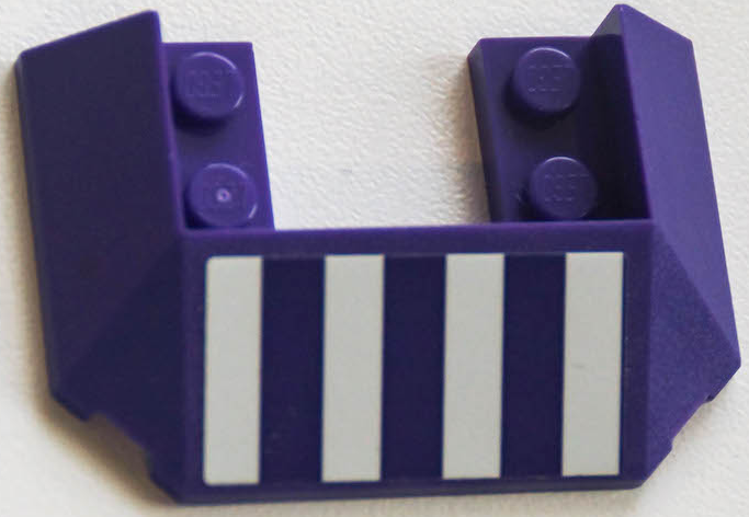 Lego Wedge 6 x 4 Cutout (Train Roof) with 5 Large Bottom Tubes with 4 White Stripes Pattern (Sticker) - Set 41167