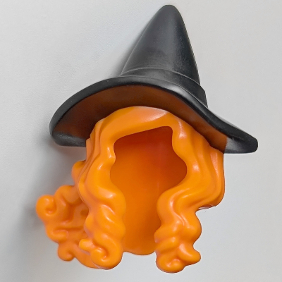 Lego Hair and Hat, Black Witches Hat pattern / Orange