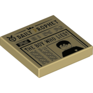 Lego Tile 2 x 2 with Newspaper, 'Daily Prophet', 'The boy who lies' Print