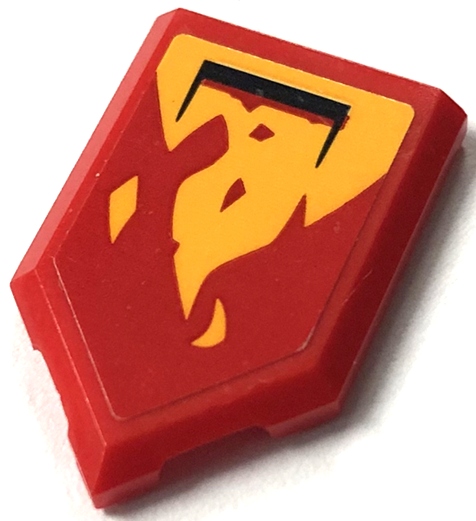 Lego Tile, Modified 2 x 3 Pentagonal with Black Air Vent and Bright Light Orange Flames Pattern Model Right Side (Sticker) - Set 71748
