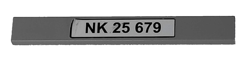 Lego Tile 1 x 8 with 'NK 25 679' Pattern (Sticker) - Set 8292 / Light Bluish Gray