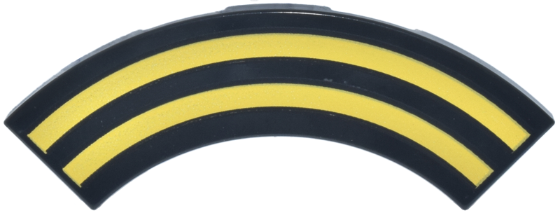 Lego Tile, Round Corner 3 x 3 Macaroni with Yellow Curved Stripes Pattern