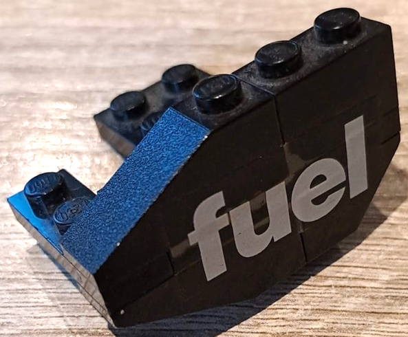 Lego Stickered Assembly 5 x 4 x 2 1/3 with White 'fuel' Pattern Model Left Side (Sticker) - Set 5540