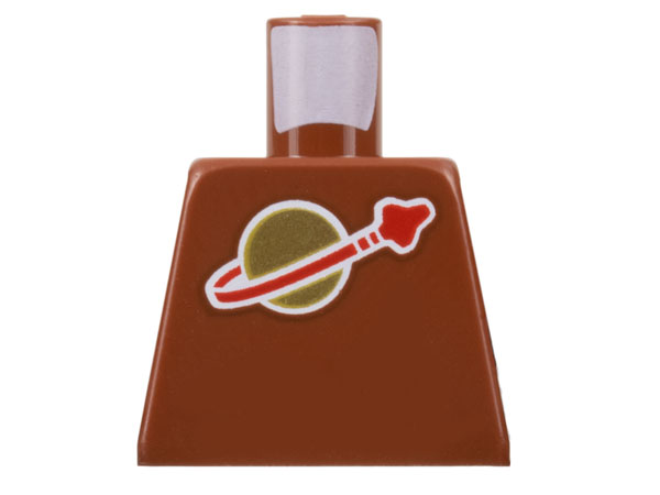 Lego Torso with Classic Space Logo High on Torso Pattern, Inside with Ribs (second reissue) / Reddish Brown